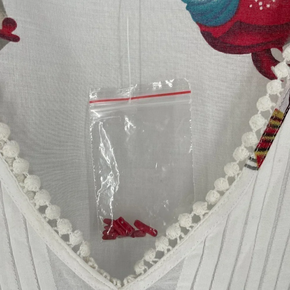 Soft Surroundings Seychelles Bead Trim White Fish and Coral Print Tunic PM - Picture 6 of 8